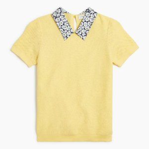 J. Crew Factory Short-Sleeve Woven Collar Sweater - Yellow (Like New)